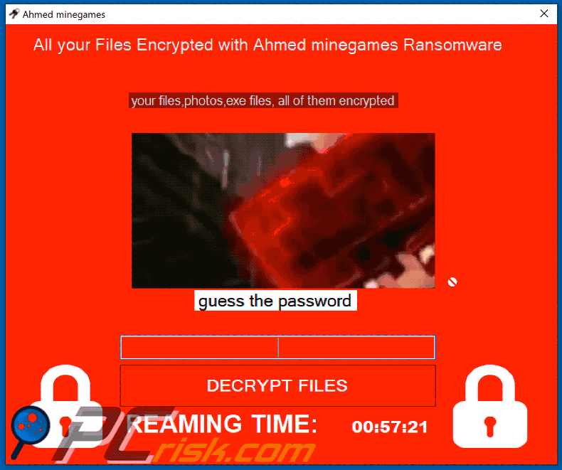 Ahmed Minegames ransomware pop-up gif