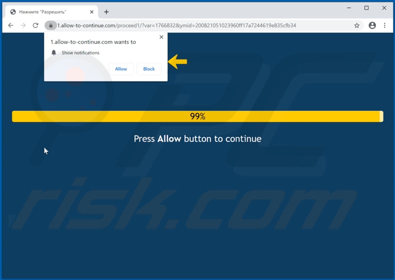 allow-to-continue[.]com pop-up redirects