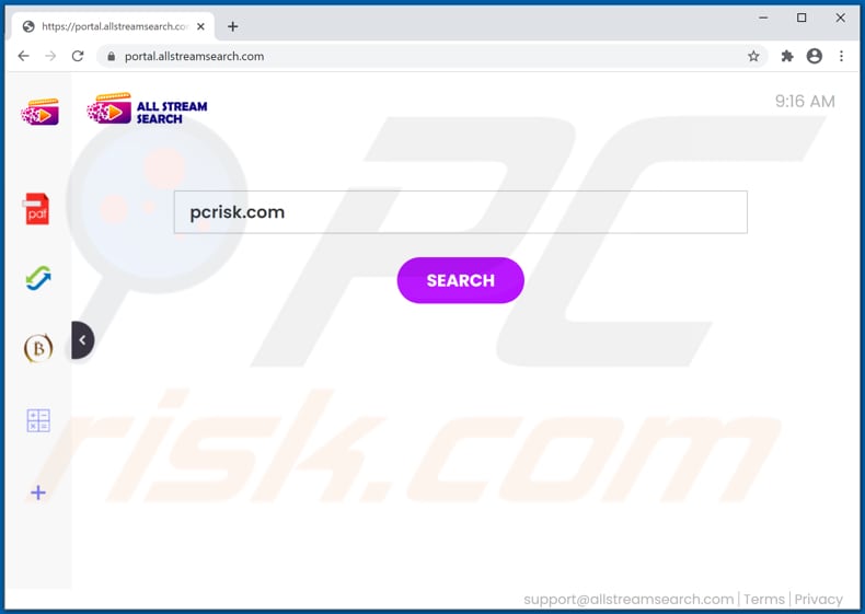 allstreamsearch.com browser hijacker