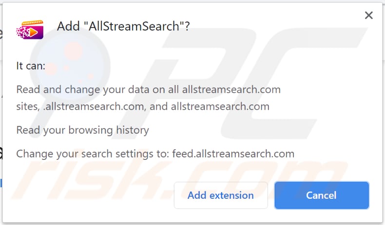 allstreamsearch browser hijacker notification