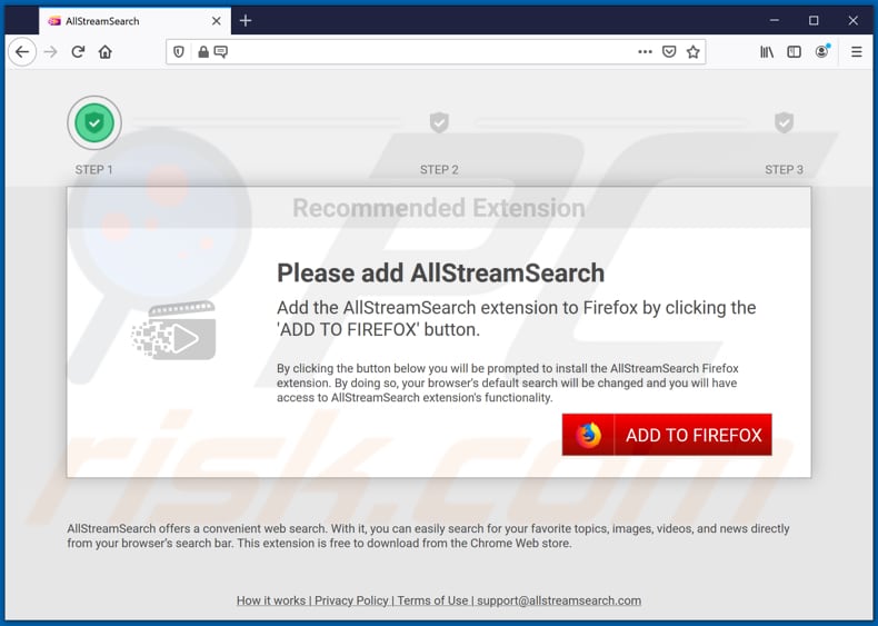 allstreamsearch browser hijacker promoter firefox