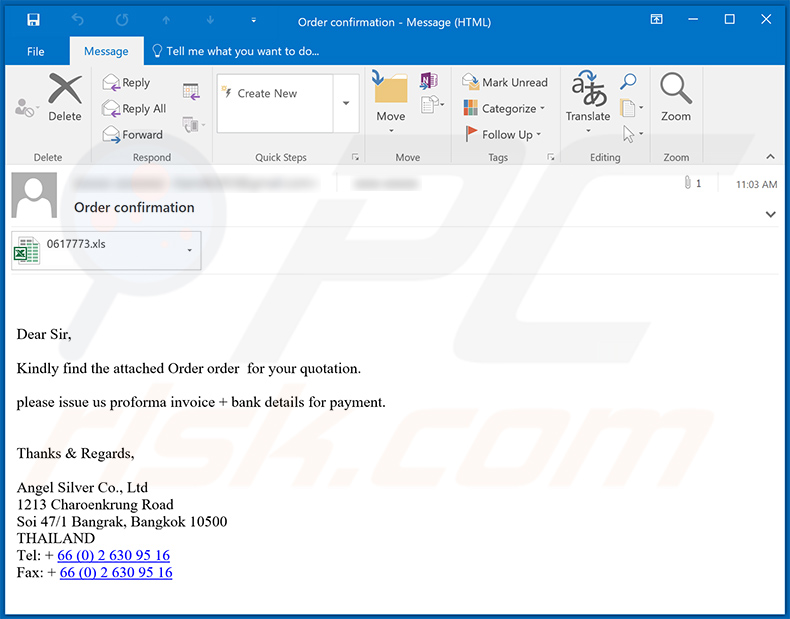 Spam email used to spread AZORult trojan