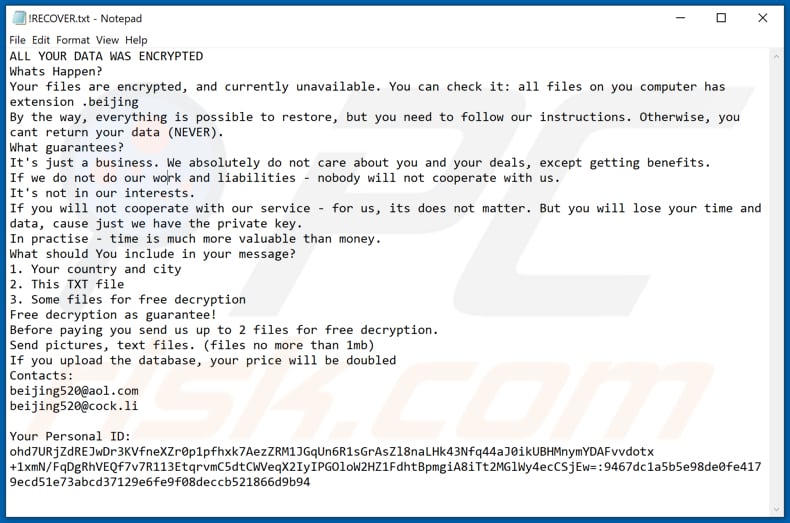 Beijing decrypt instructions (!RECOVER.txt)