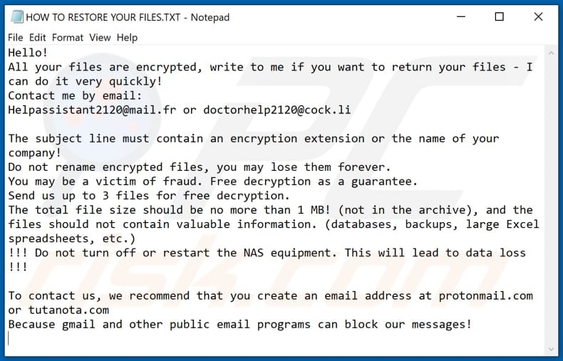 Clhmotjdxp decrypt instructions (HOW TO RESTORE YOUR FILES.TXT)