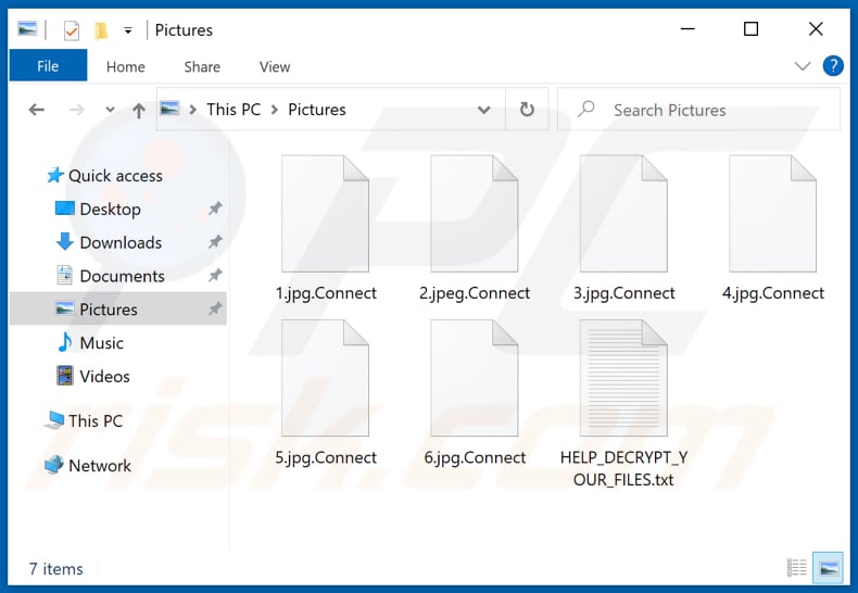 Files encrypted by Connect ransomware (.Connect extension)
