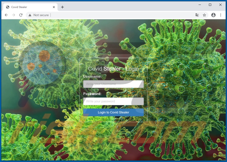 Covid stealer malware admin website