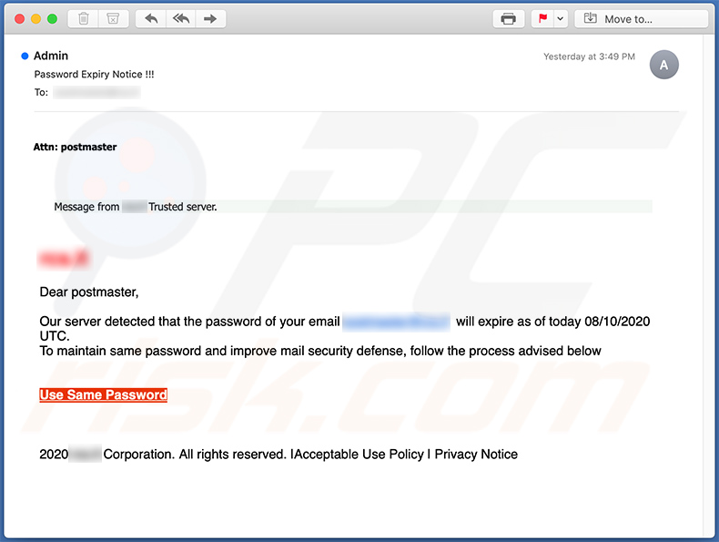 Email credentials phishing spam mail (2020-10-09)
