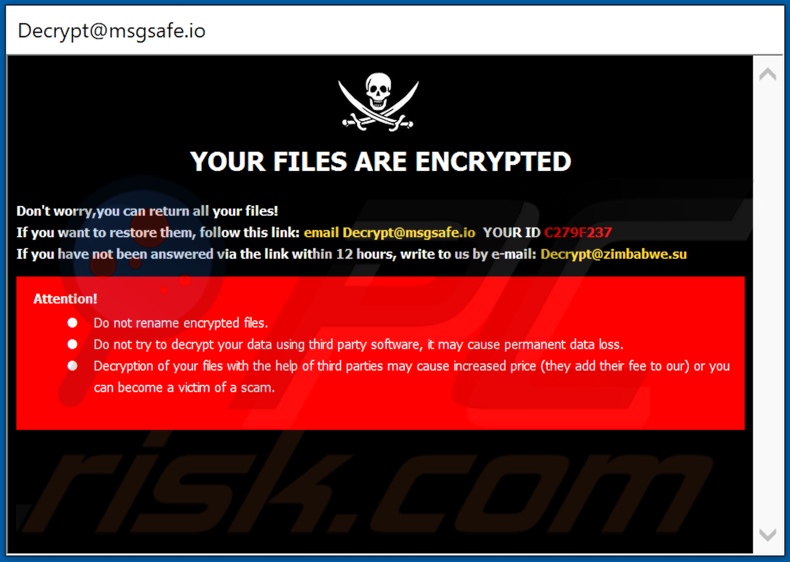 Crypt ransomware ransom note (pop-up)