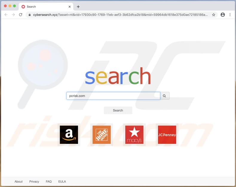 Cyber Search browser hijacker on a Mac computer