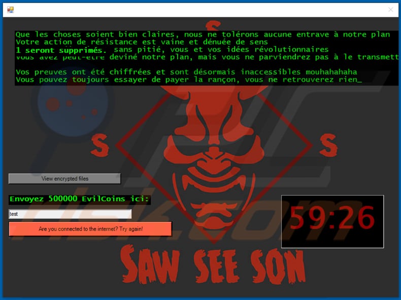 Evil decrypt instructions (pop-up window)