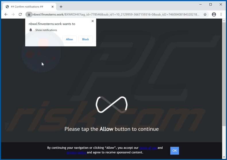 finvesterns[.]work pop-up redirects