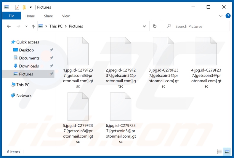 Files encrypted by Gtsc ransomware (.gtsc extension)