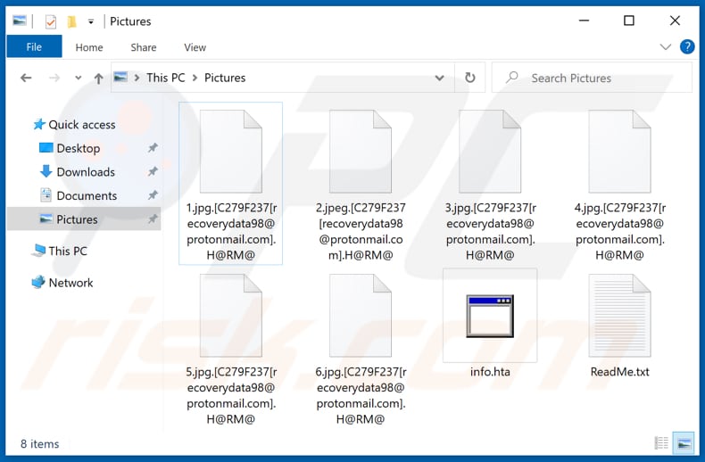 Files encrypted by H@RM@ ransomware (.H@RM@ extension)