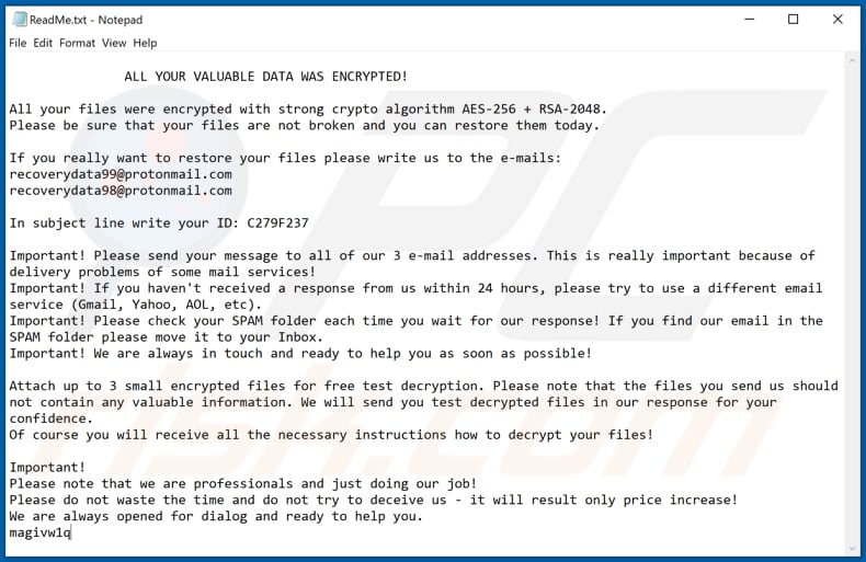 harma ransomware text note (ReadMe.txt)