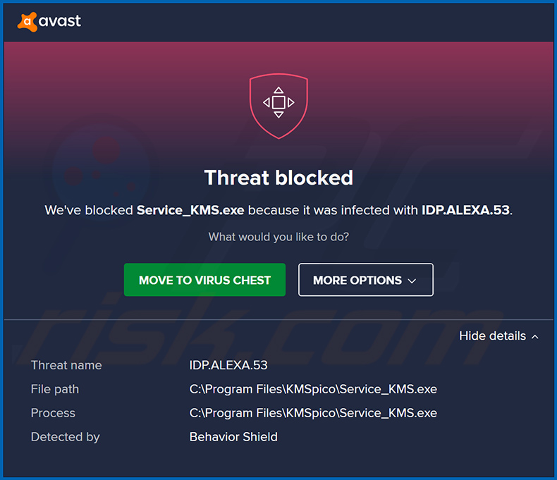 IDP.ALEXA.53 detection by Avast