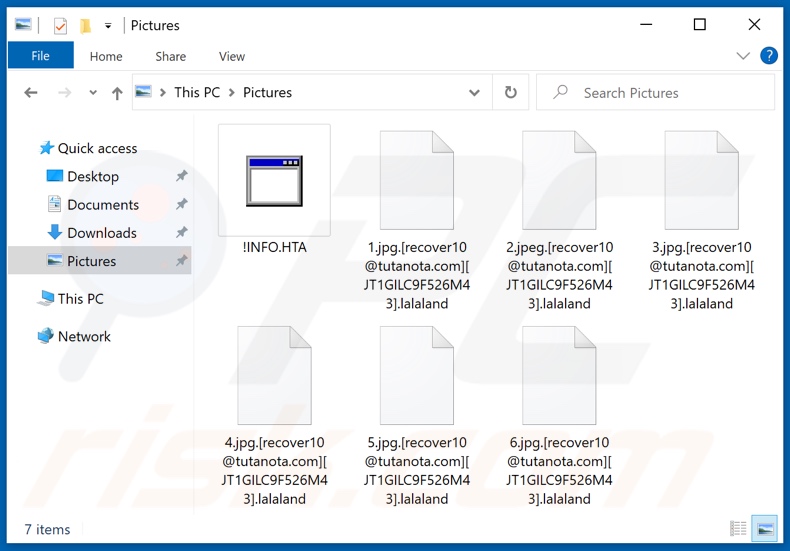 Files encrypted by Lalaland ransomware (.lalaland extension)