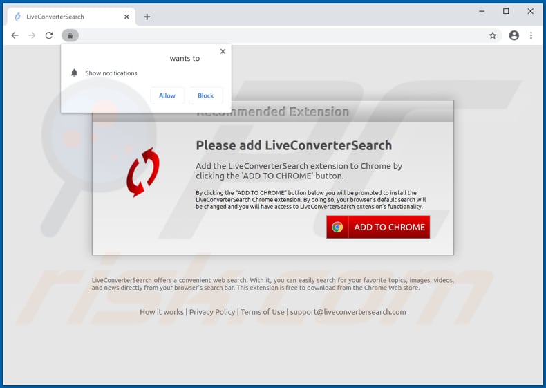 liveconvertersearch browser hijacker promoter chrome