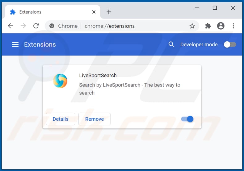 Removing livesportsearch.com related Google Chrome extensions