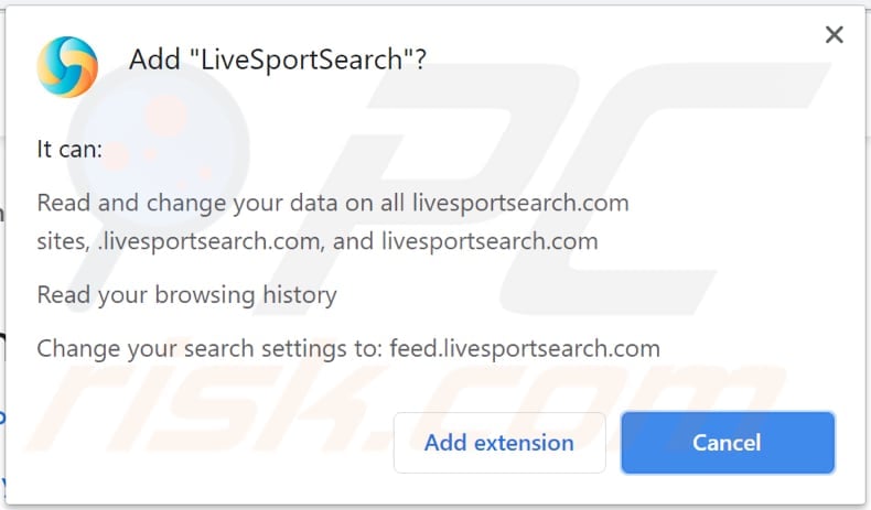 livesportsearch browser hijacker notification