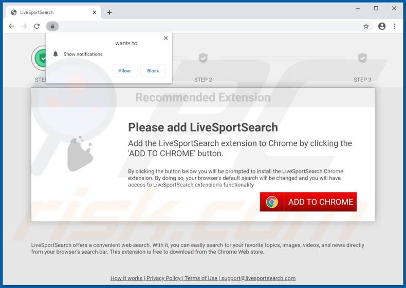 Website used to promote LiveSportSearch browser hijacker