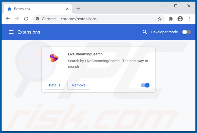 Removing livestreamingsearch.com related Google Chrome extensions