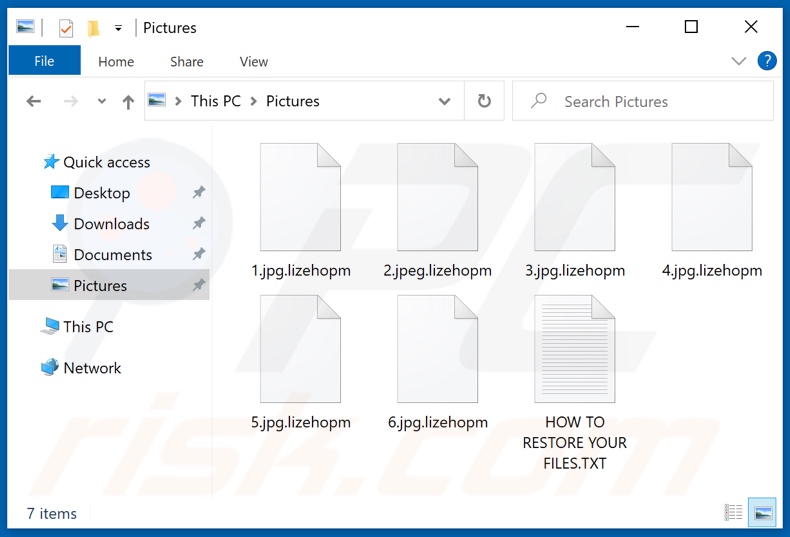 Files encrypted by Lizehopm ransomware (.lizehopm extension)