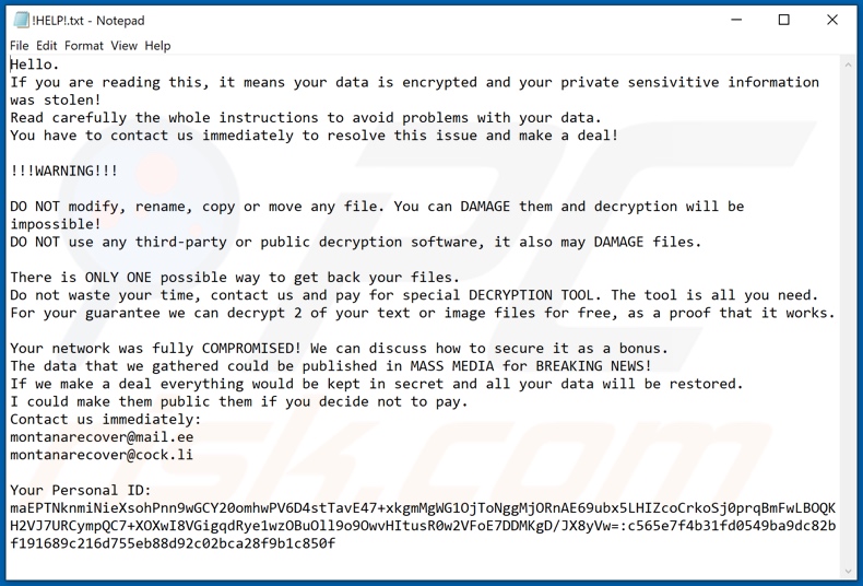 Montana decrypt instructions (!HELP!.txt)