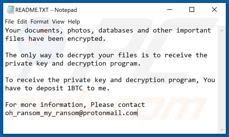 MyRansom decrypt instructions (README.TXT)