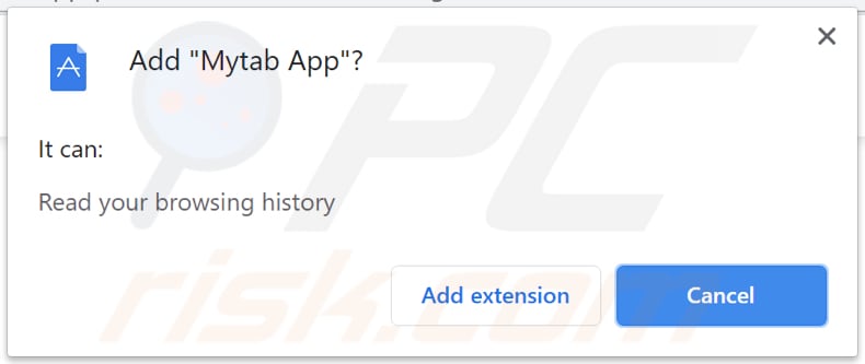 mytab app browser hijacker notification