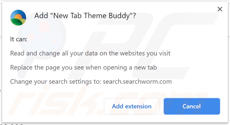 New Tab Theme Buddy browser hijacker asking for permissions