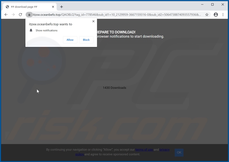 oceanbefo[.]top pop-up redirects