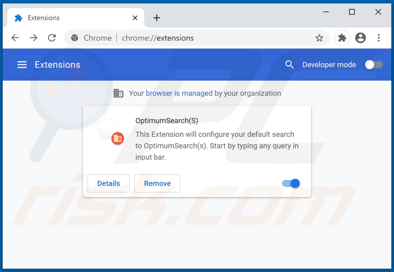 Removing optimumsearch.net related Google Chrome extensions