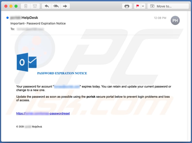 PASSWORD EXPIRATION NOTICE email spam campaign