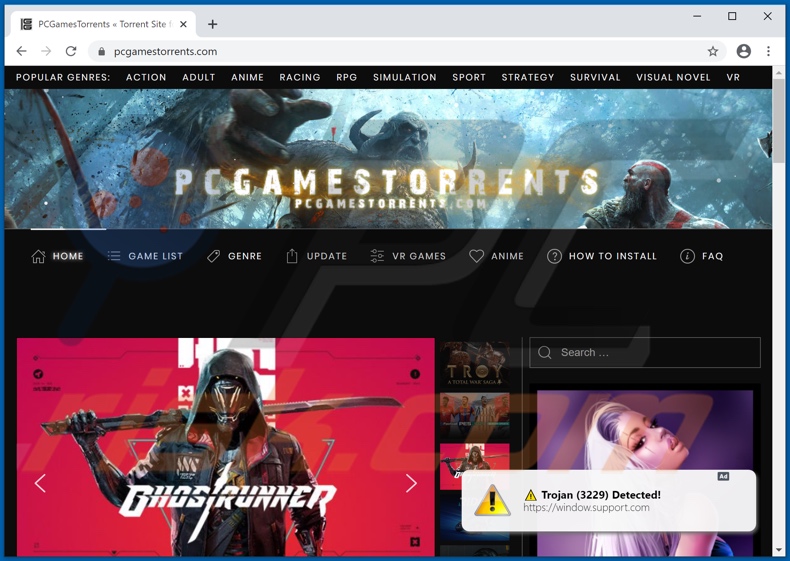 pcgamestorrents[.]com pop-up redirects