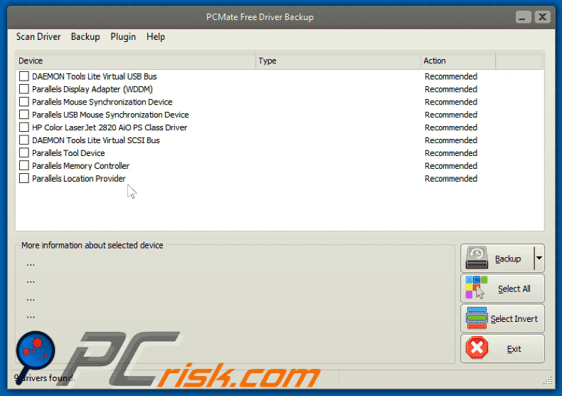 Appearance of PCMate Free Driver Backup PUA (GIF)