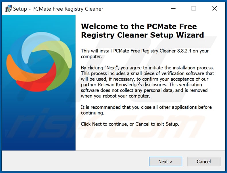 PCMate Free Registry Cleaner PUA installation setup