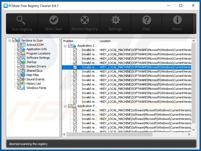 PCMate Free Registry Cleaner unwanted application