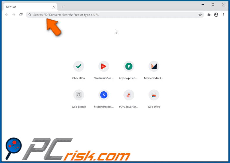 PDFConverterSearch4Free browser hijacker appearance GIF