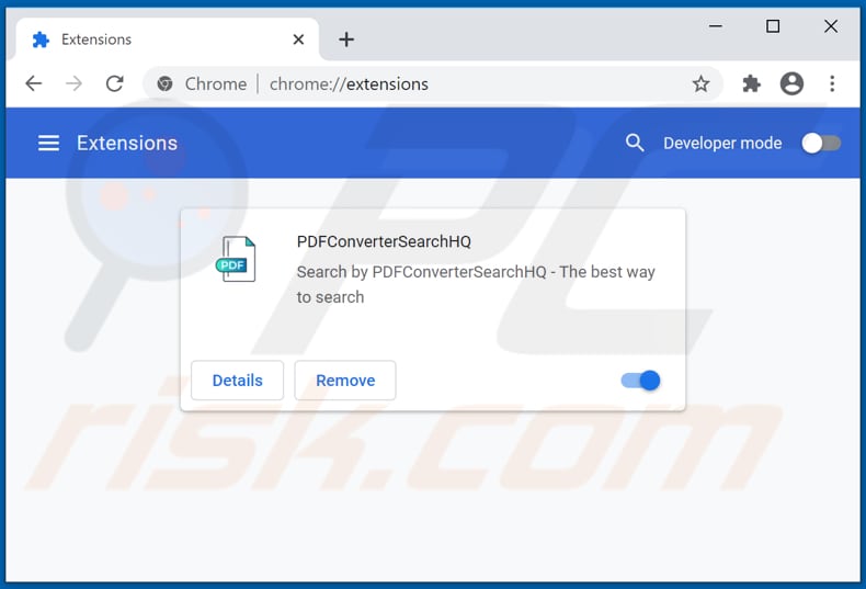 Removing pdfconvertersearchhq.com related Google Chrome extensions