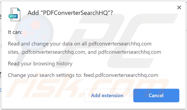 pdfconvertersearchhq browser hijacker notification
