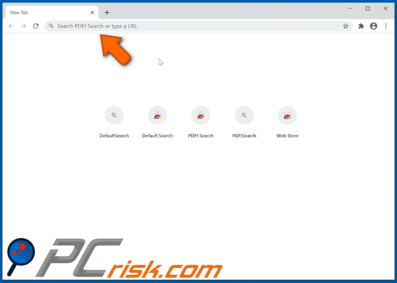 PDFt Search browser hijacker appearance GIF