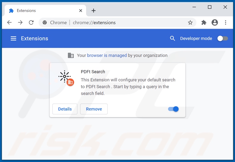 Removing find.pdftsearch.net related Google Chrome extensions