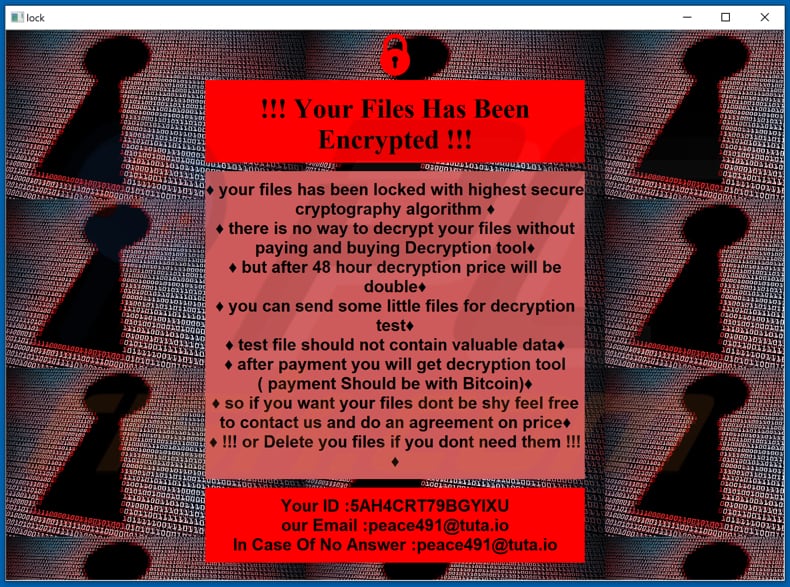 Peace ransomware ransom note (!INFO.HTA)