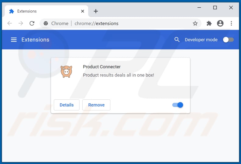 Removing Product Connecter ads from Google Chrome step 2