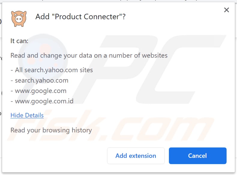 product connecter adware notification