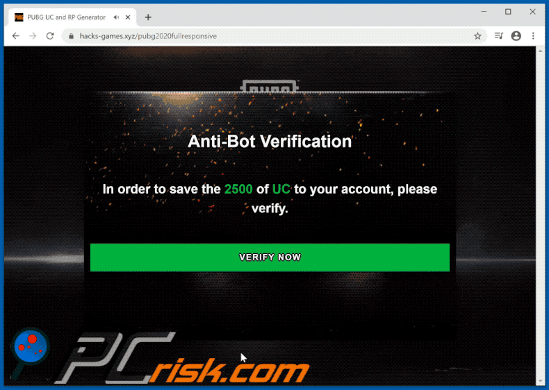 pubg hack scam website appearance
