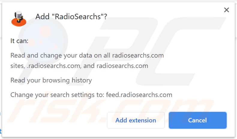 radiosearchs browser hijacker notification
