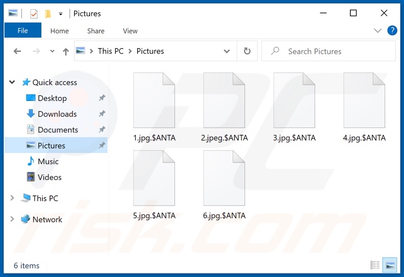 Files encrypted by SANTA_CRYPT ransomware (.$ANTA extension)