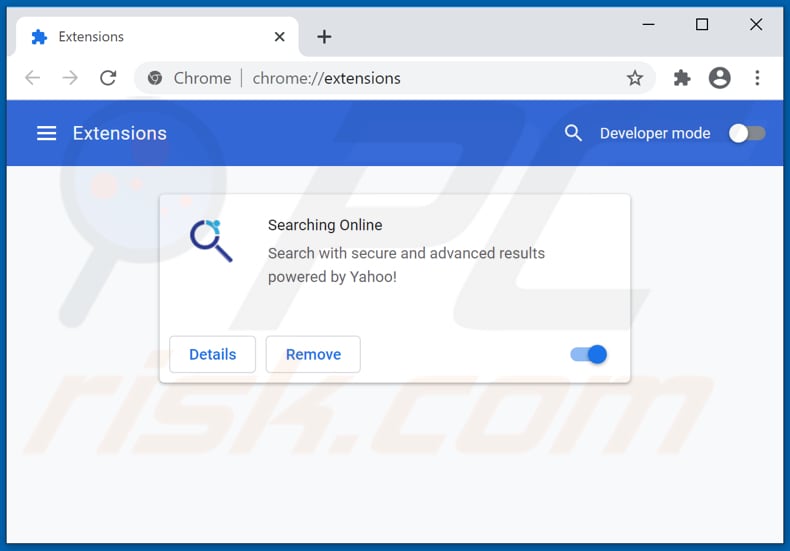 Removing query.searchingonline.net related Google Chrome extensions