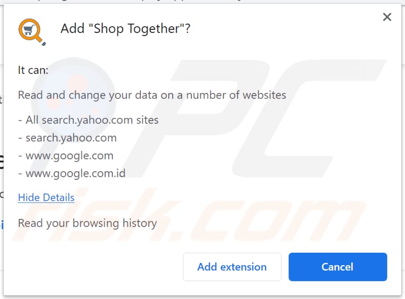 shop together adware notification